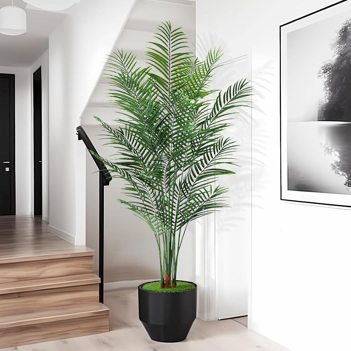 Artificial Palm Tree Outdoor 6ft, Large Fake Tropical Areca Palm Tree with 18 Trunks, Tall Faux Floor Plants for Indoor Outdoor-Living Rooms, Offices, Bedroom Home Decor