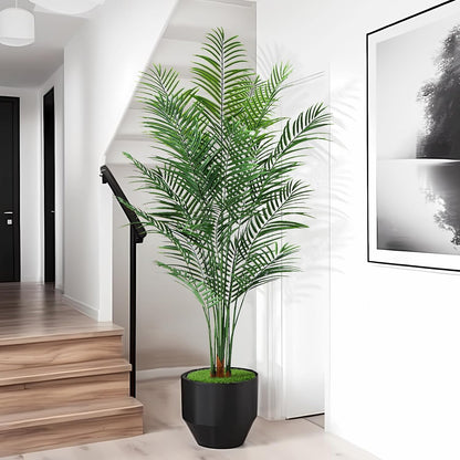 Artificial Palm Tree Outdoor 6ft, Large Fake Tropical Areca Palm Tree with 18 Trunks, Tall Faux Floor Plants for Indoor Outdoor-Living Rooms, Offices, Bedroom Home Decor