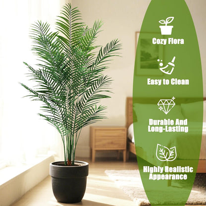 Artificial Palm Tree Outdoor 6ft, Large Fake Tropical Areca Palm Tree with 18 Trunks, Tall Faux Floor Plants for Indoor Outdoor-Living Rooms, Offices, Bedroom Home Decor