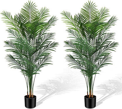 Artificial Palm Tree Outdoor 6ft, Large Fake Tropical Areca Palm Tree with 18 Trunks, Tall Faux Floor Plants for Indoor Outdoor-Living Rooms, Offices, Bedroom Home Decor