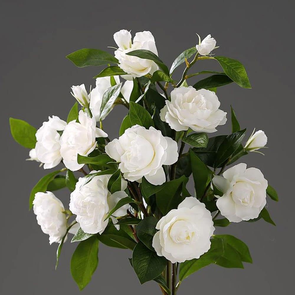 Artificial Gardenia Flowers with Stem,Realistic Fake Gardenia White Artificial Flowers for Wedding Bouquets Flowers Centerpieces Bridal Shower Party