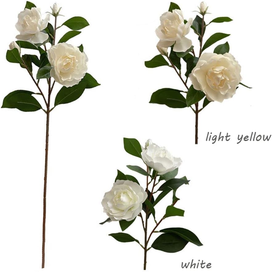 Artificial Gardenia Flowers with Stem,Realistic Fake Gardenia White Artificial Flowers for Wedding Bouquets Flowers Centerpieces Bridal Shower Party