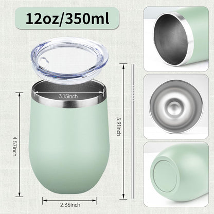 12oz/1Pack Stainless Steel Wine Tumbler with Lids, Double Wall Vacuum Stainless Steel Travel Tumbler,Insulated Wine GlassesTravel Tumbler for Cold & Hot Drinks,Cup for Champaign Coffee (Lemon yellow)