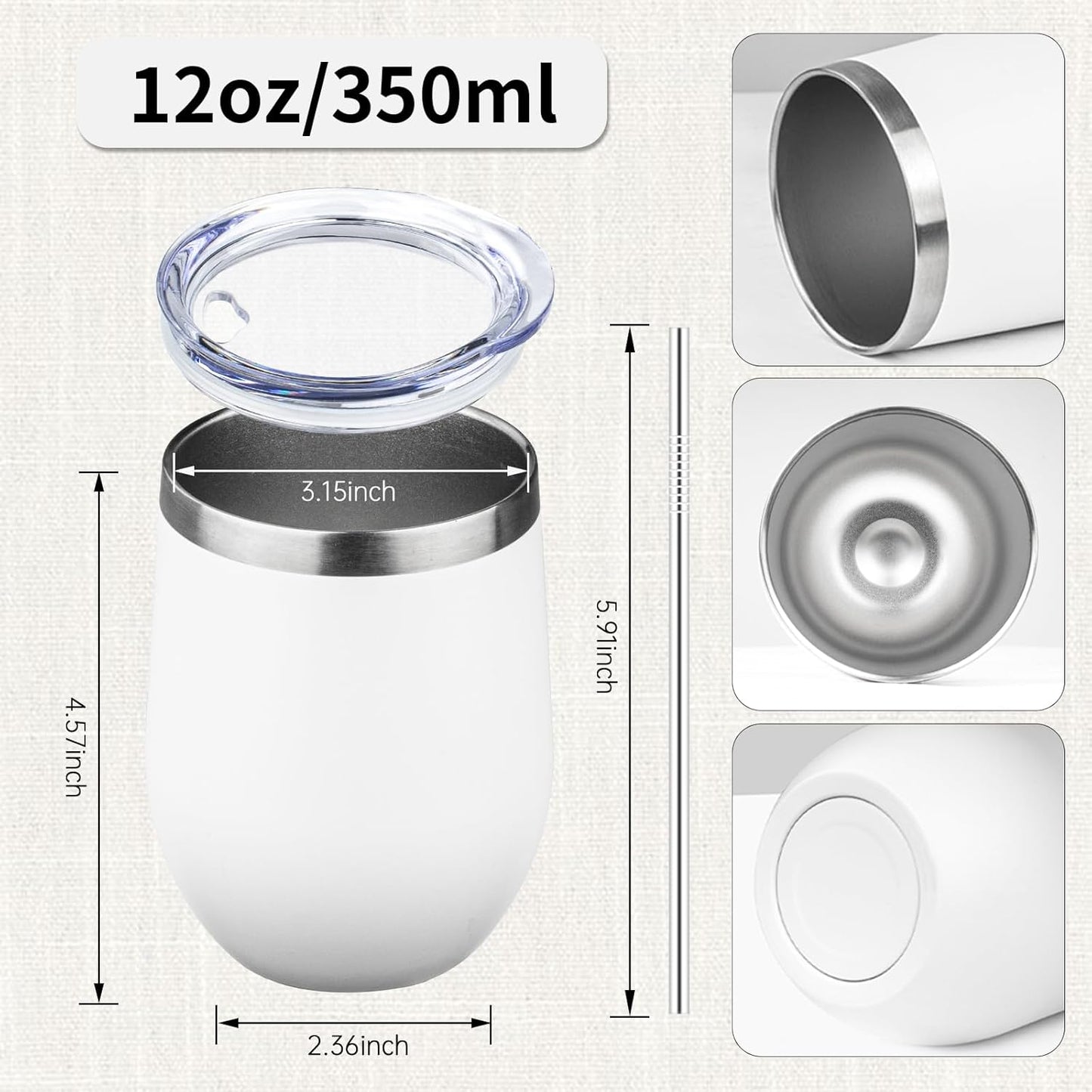 12oz/1Pack Stainless Steel Wine Tumbler with Lids, Double Wall Vacuum Stainless Steel Travel Tumbler,Insulated Wine GlassesTravel Tumbler for Cold & Hot Drinks,Cup for Champaign Coffee (Lemon yellow)