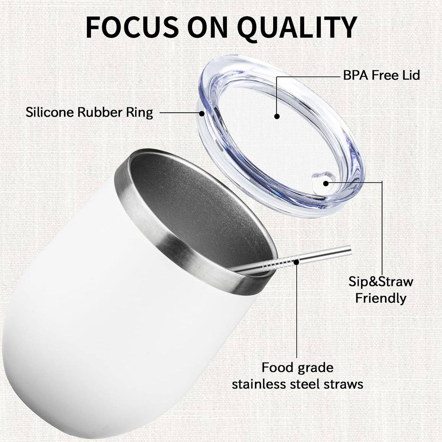 12oz/1Pack Stainless Steel Wine Tumbler with Lids, Double Wall Vacuum Stainless Steel Travel Tumbler,Insulated Wine GlassesTravel Tumbler for Cold & Hot Drinks,Cup for Champaign Coffee (Lemon yellow)