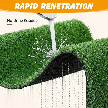 Dog Grass Pad with Tray, 35x23in Dogs Potty Tray with 2-Pack Replacement Artificial Grass and 2 Washable Reusable Pee Pads ,Dog Litter Box for Pet Training,Indoor Portable Pottys Pet Toilet