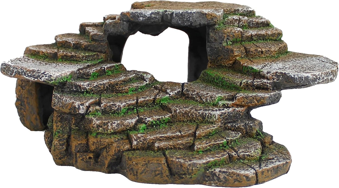 Reptology Shale Scape Step Ledge – Decorative Resin for Aquariums & Terrariums – Great for Reptiles, Amphibians, and Fish – Small