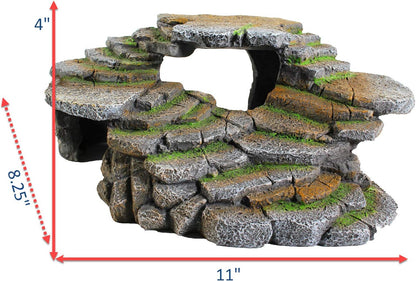 Reptology Shale Scape Step Ledge – Decorative Resin for Aquariums & Terrariums – Great for Reptiles, Amphibians, and Fish – Small