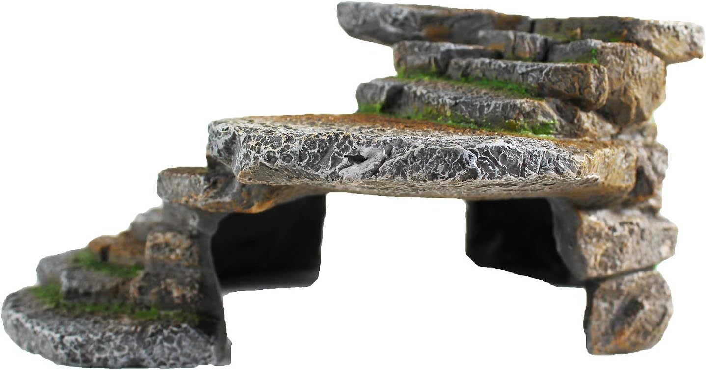 Reptology Shale Scape Step Ledge – Decorative Resin for Aquariums & Terrariums – Great for Reptiles, Amphibians, and Fish – Small