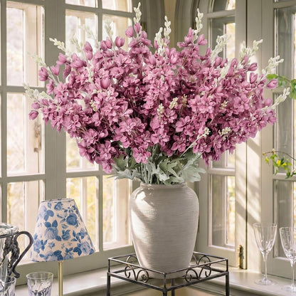 24 Pcs Artificial Delphinium Flowers Bulk,Blue Violet Harmony