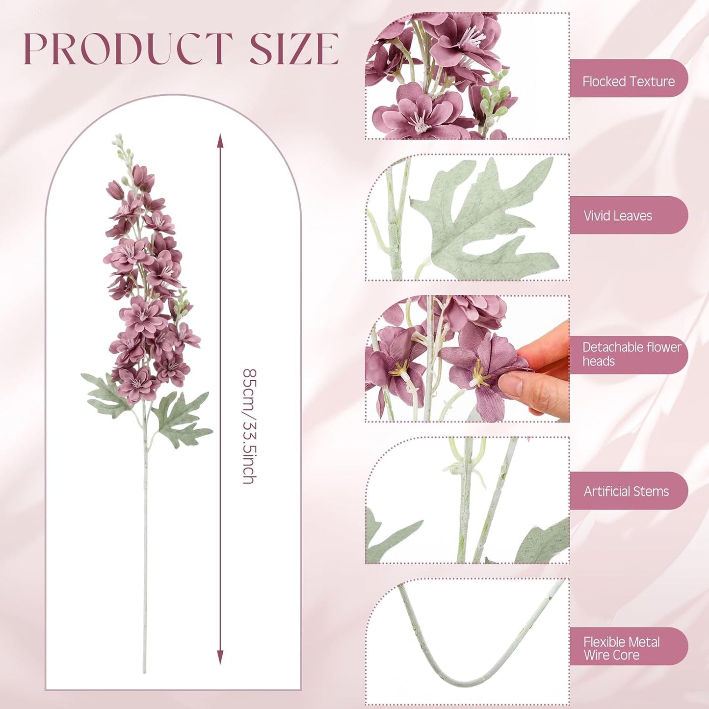 24 Pcs Artificial Delphinium Flowers Bulk,Blue Violet Harmony