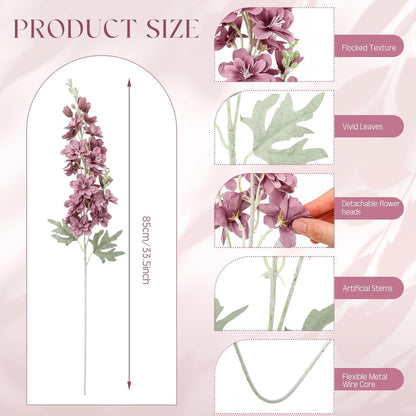 24 Pcs Artificial Delphinium Flowers Bulk,Blue Violet Harmony