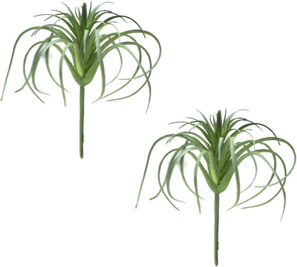 2PCS Artificial Flocking Tillandsia Air Plants Faux Succulents Bromeliads for Indoor/Outdoor Garden and Home Decor, Terrarium Decorations, Arrangements, Office, and Displays(Small)