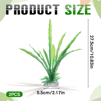 2 Pack Green Silk Plastic Fish Tank Decor 10.8'' Artificial Aquarium Plants Betta Leaf Hammock Artificial Silk Plants Goldfish Fish Plant Aquarium Decorations for Small Tank