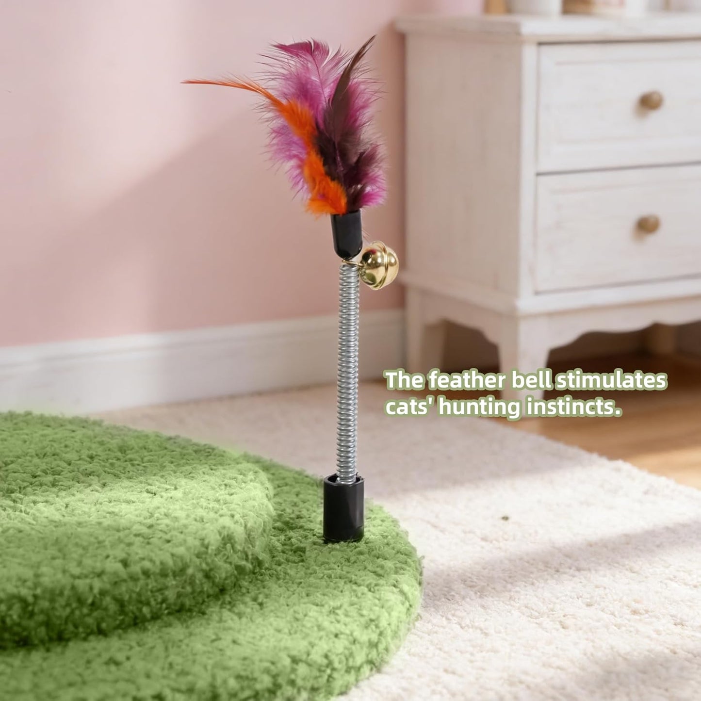 Cactus Cat Scratching Post with Sisal Rope, Small Cat Tree with Dangling Balls & Feather for Kittens (Green, 22.8'')