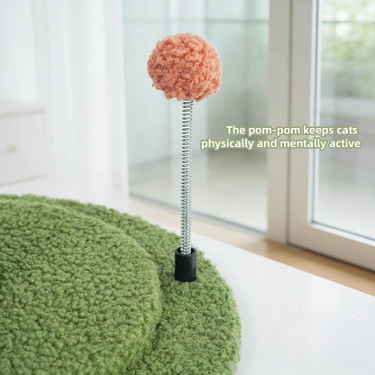 Cactus Cat Scratching Post with Sisal Rope, Small Cat Tree with Dangling Balls & Feather for Kittens (Green, 22.8'')