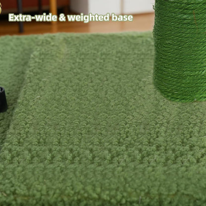 Cactus Cat Scratching Post with Sisal Rope, Small Cat Tree with Dangling Balls & Feather for Kittens (Green, 22.8'')