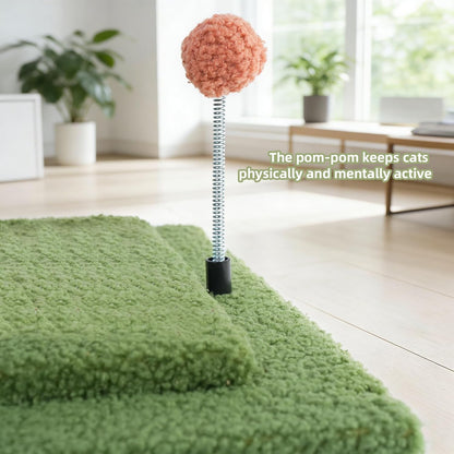 Cactus Cat Scratching Post with Sisal Rope, Small Cat Tree with Dangling Balls & Feather for Kittens (Green, 22.8'')