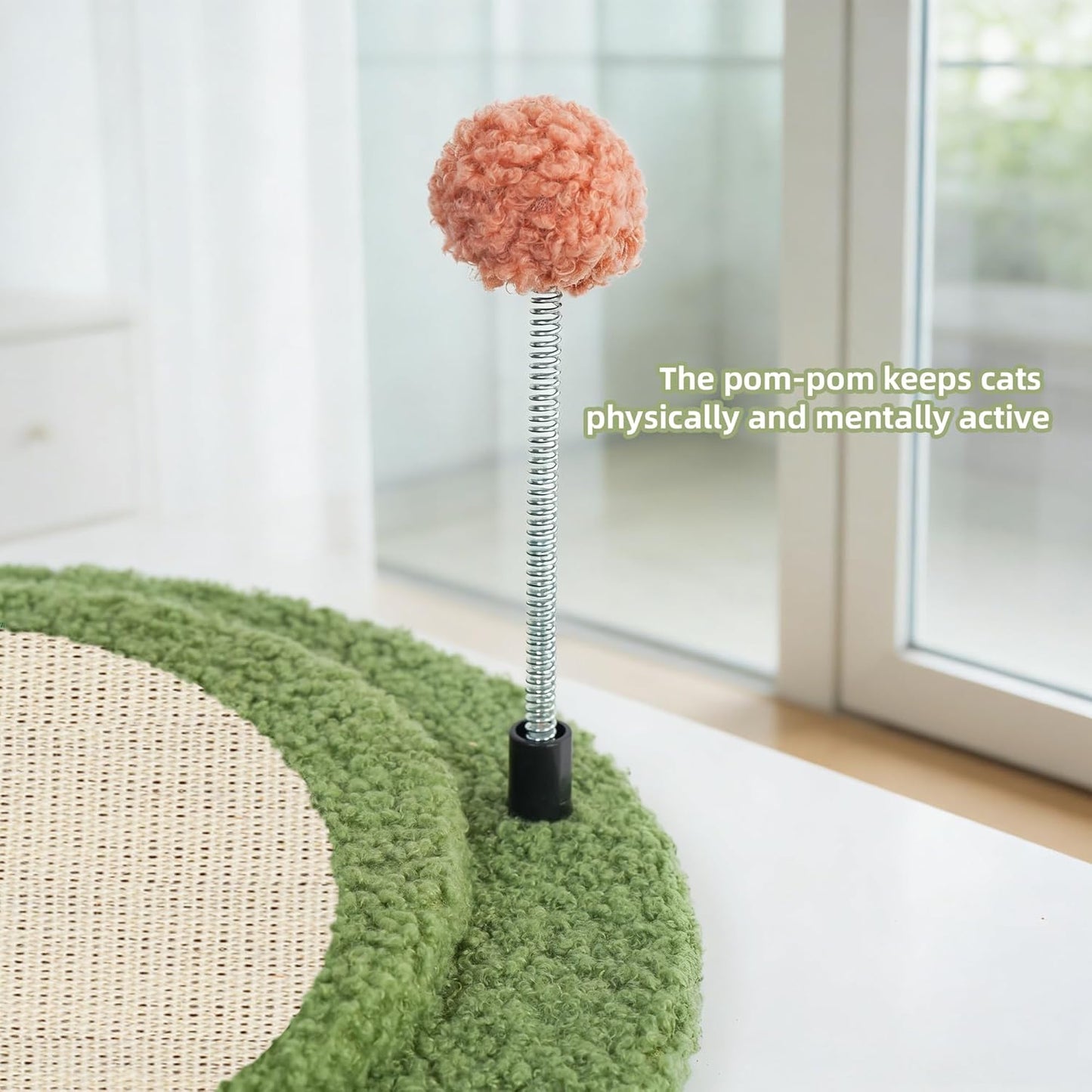 Cactus Cat Scratching Post with Sisal Rope, Small Cat Tree with Dangling Balls & Feather for Kittens (Green, 22.8'')
