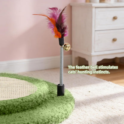 Cactus Cat Scratching Post with Sisal Rope, Small Cat Tree with Dangling Balls & Feather for Kittens (Green, 22.8'')