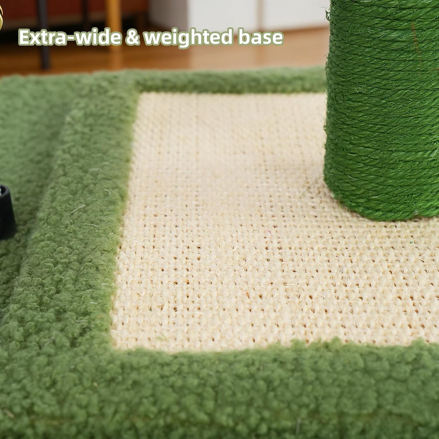 Cactus Cat Scratching Post with Sisal Rope, Small Cat Tree with Dangling Balls & Feather for Kittens (Green, 22.8'')