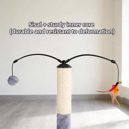 Cactus Cat Scratching Post with Sisal Rope, Small Cat Tree with Dangling Balls & Feather for Kittens (Green, 22.8'')