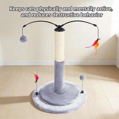 Cactus Cat Scratching Post with Sisal Rope, Small Cat Tree with Dangling Balls & Feather for Kittens (Green, 22.8'')