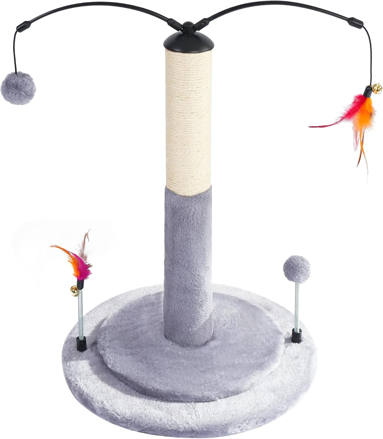 Cactus Cat Scratching Post with Sisal Rope, Small Cat Tree with Dangling Balls & Feather for Kittens (Green, 22.8'')