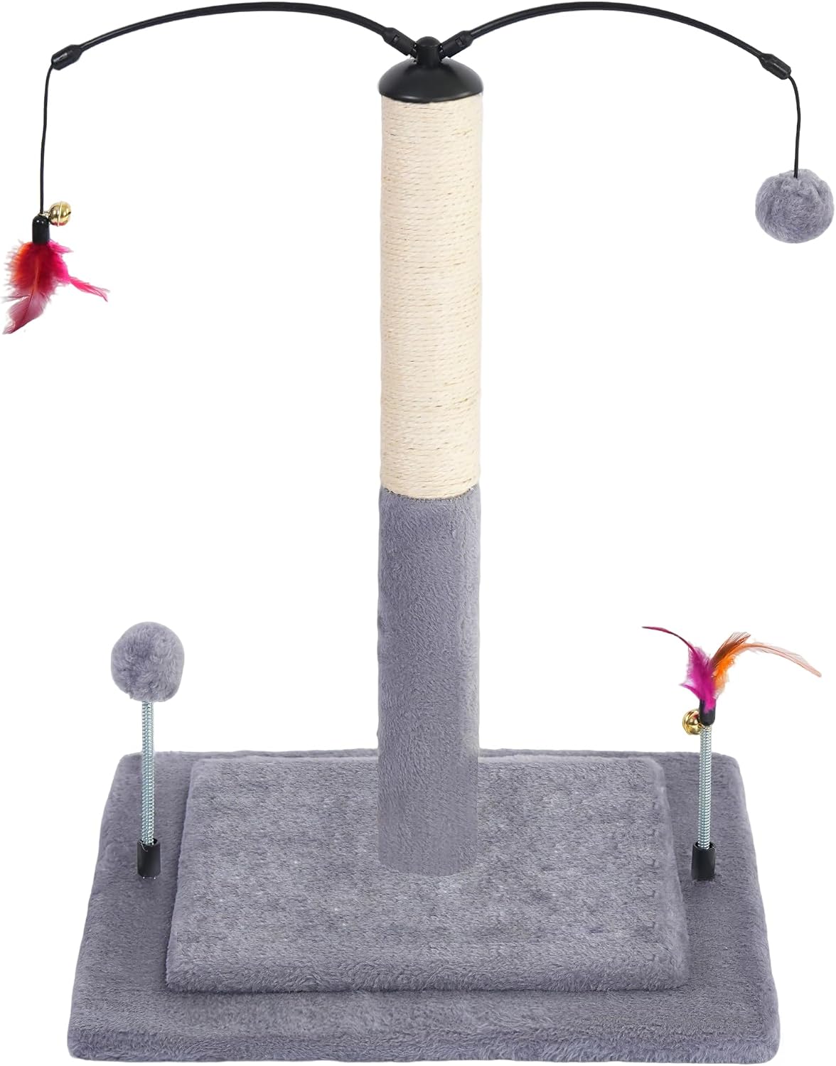 Cactus Cat Scratching Post with Sisal Rope, Small Cat Tree with Dangling Balls & Feather for Kittens (Green, 22.8'')