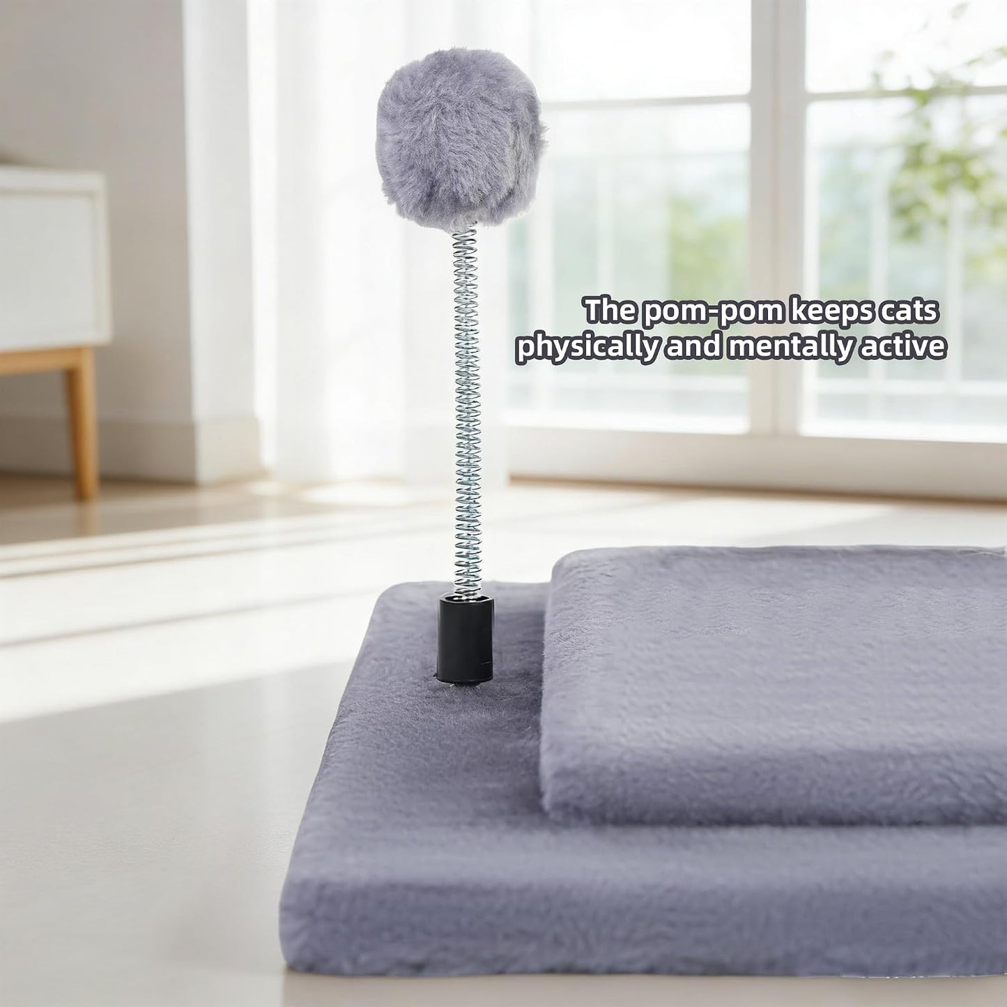 Cactus Cat Scratching Post with Sisal Rope, Small Cat Tree with Dangling Balls & Feather for Kittens (Green, 22.8'')