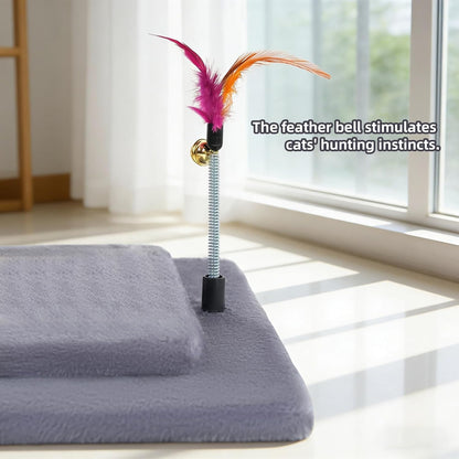 Cactus Cat Scratching Post with Sisal Rope, Small Cat Tree with Dangling Balls & Feather for Kittens (Green, 22.8'')