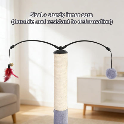Cactus Cat Scratching Post with Sisal Rope, Small Cat Tree with Dangling Balls & Feather for Kittens (Green, 22.8'')
