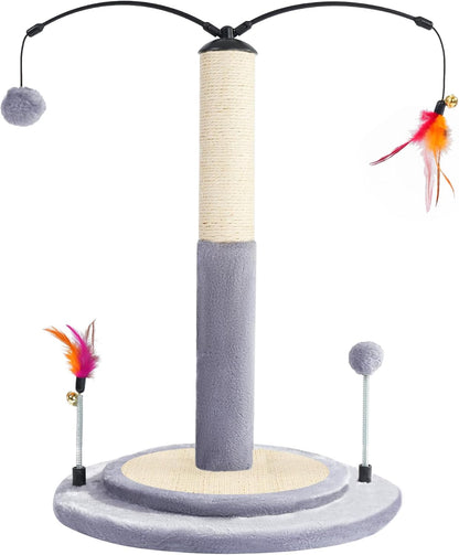 Cactus Cat Scratching Post with Sisal Rope, Small Cat Tree with Dangling Balls & Feather for Kittens (Green, 22.8'')