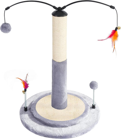 Cactus Cat Scratching Post with Sisal Rope, Small Cat Tree with Dangling Balls & Feather for Kittens (Green, 22.8'')
