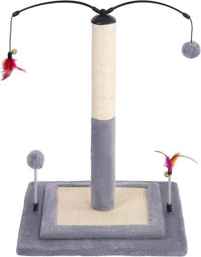 Cactus Cat Scratching Post with Sisal Rope, Small Cat Tree with Dangling Balls & Feather for Kittens (Green, 22.8'')