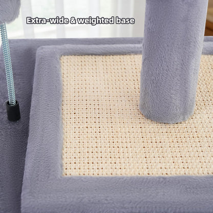 Cactus Cat Scratching Post with Sisal Rope, Small Cat Tree with Dangling Balls & Feather for Kittens (Green, 22.8'')