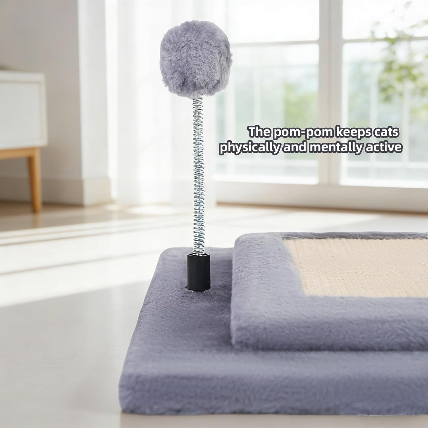 Cactus Cat Scratching Post with Sisal Rope, Small Cat Tree with Dangling Balls & Feather for Kittens (Green, 22.8'')
