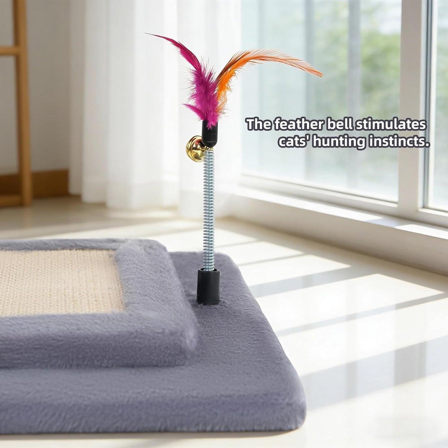 Cactus Cat Scratching Post with Sisal Rope, Small Cat Tree with Dangling Balls & Feather for Kittens (Green, 22.8'')