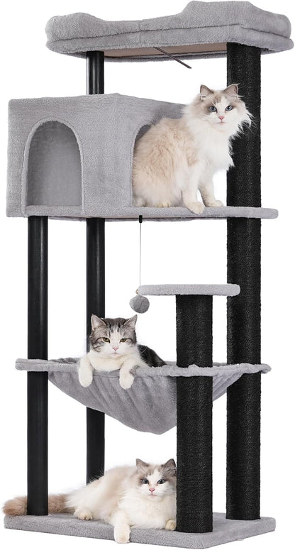 Cactus Cat Tree Small Cat Tower with 32 Inches Scratching Post with Cats Condo House, Cozy Hammock and Removable Top Bed and Dangling Ball for Indoor Cats-34” Green