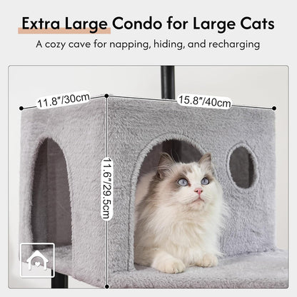 Cactus Cat Tree Small Cat Tower with 32 Inches Scratching Post with Cats Condo House, Cozy Hammock and Removable Top Bed and Dangling Ball for Indoor Cats-34” Green