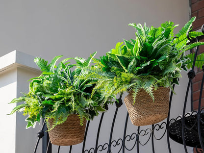 18PCS Artificial Plants Outdoor, Faux Flower Greenery Stems for Outside
