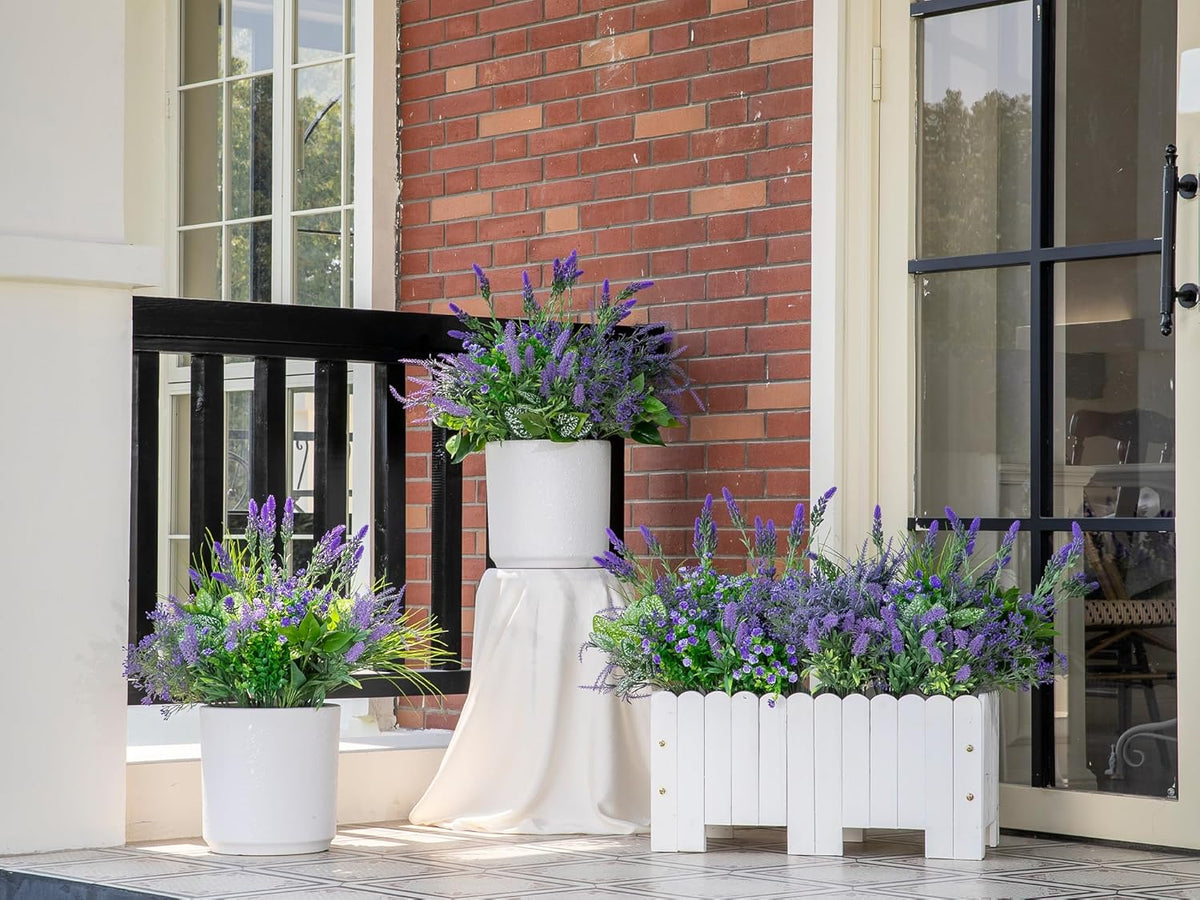 18PCS Artificial Plants Outdoor, Faux Flower Greenery Stems for Outside