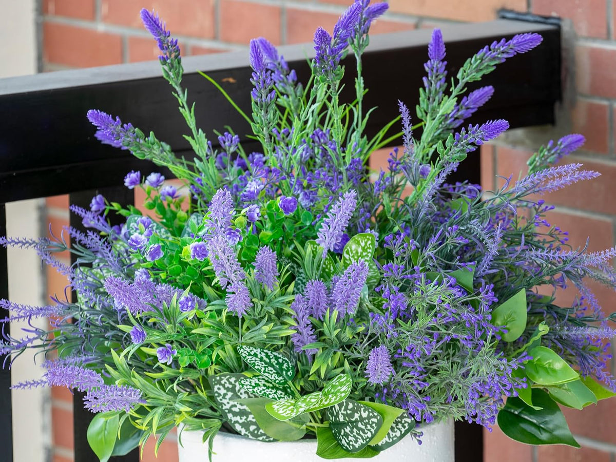 18PCS Artificial Plants Outdoor, Faux Flower Greenery Stems for Outside