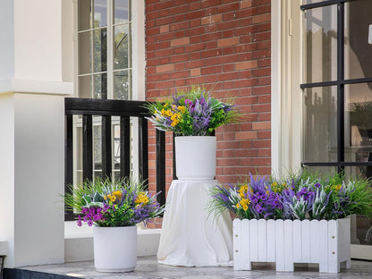 18PCS Artificial Plants Outdoor, Faux Flower Greenery Stems for Outside