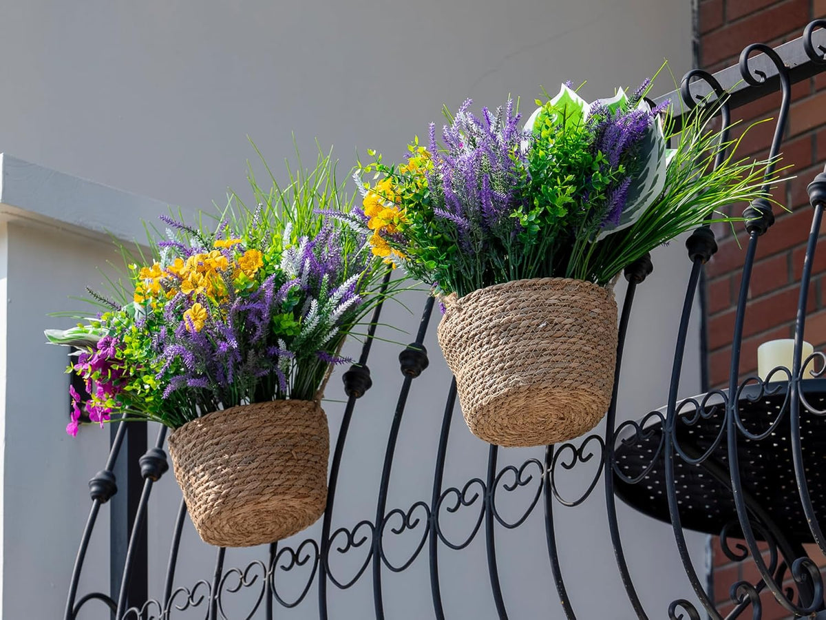18PCS Artificial Plants Outdoor, Faux Flower Greenery Stems for Outside