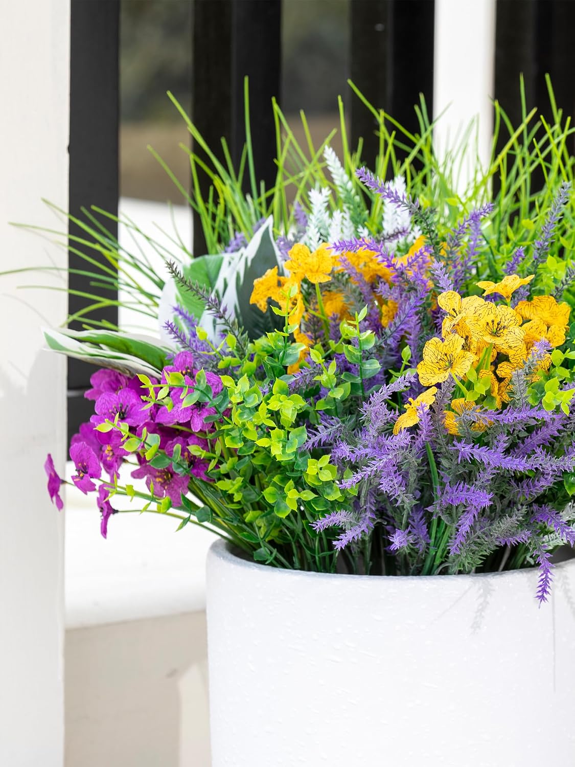 18PCS Artificial Plants Outdoor, Faux Flower Greenery Stems for Outside