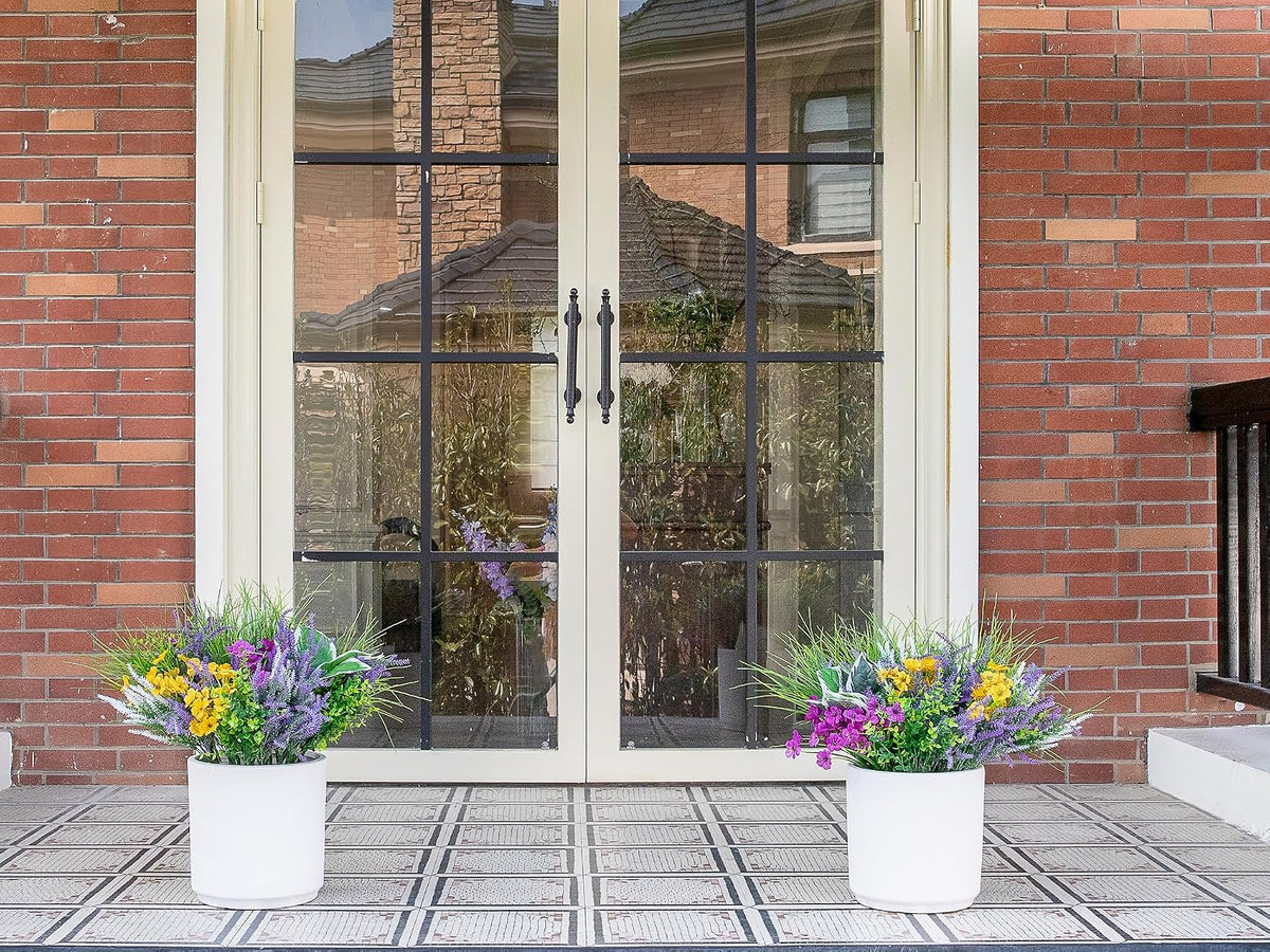18PCS Artificial Plants Outdoor, Faux Flower Greenery Stems for Outside