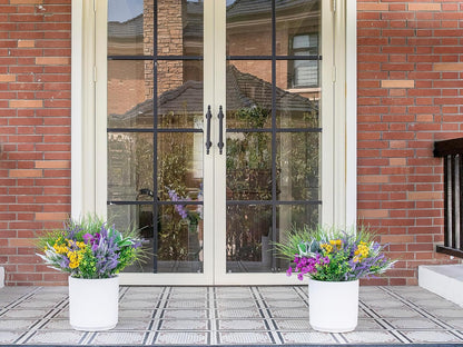 18PCS Artificial Plants Outdoor, Faux Flower Greenery Stems for Outside