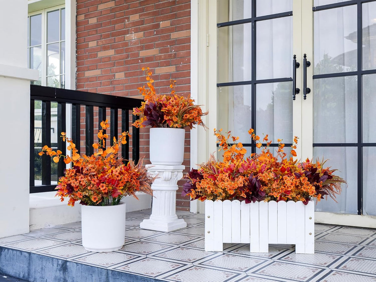 18PCS Artificial Plants Outdoor, Faux Flower Greenery Stems for Outside
