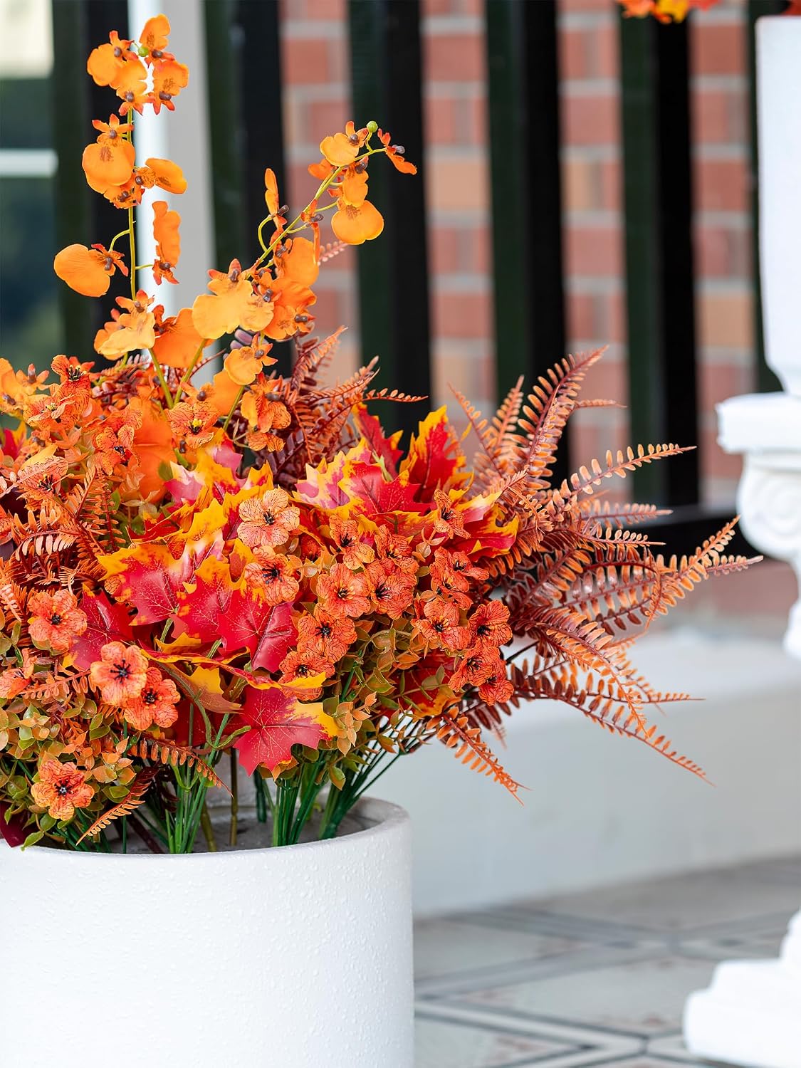 18PCS Artificial Plants Outdoor, Faux Flower Greenery Stems for Outside